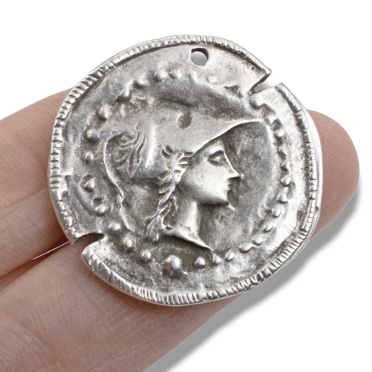 Athena Pendant: Greek Goddess Of Wisdom Silver-Plated 34mm Mythology Gift 1Pc