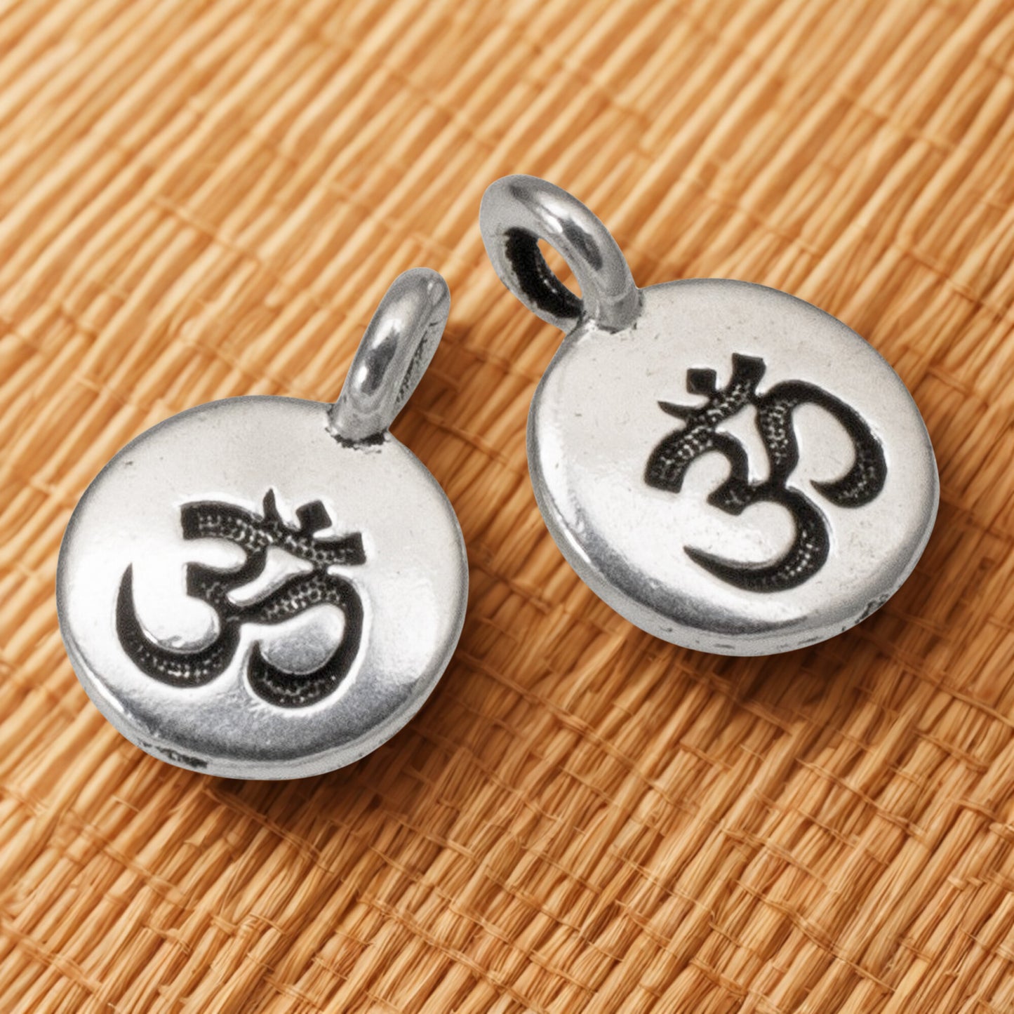 Om Charms Silver 2 Pack, TierraCast Hindu Yoga Meditation, Small Projects Spiritual Pendants, DIY Gifts