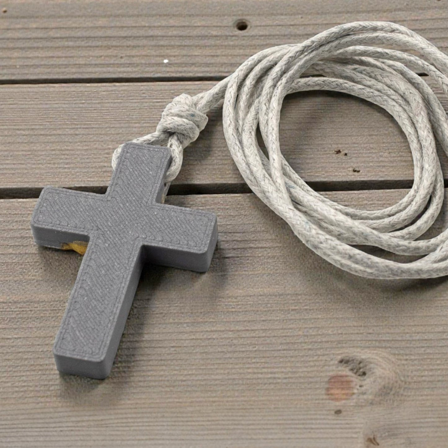 Gray Kintsugi Cross Necklace, Inspirational Wearable Art, Handmade Pendant, Meaningful Gift, Japanese Philosophy Jewelry