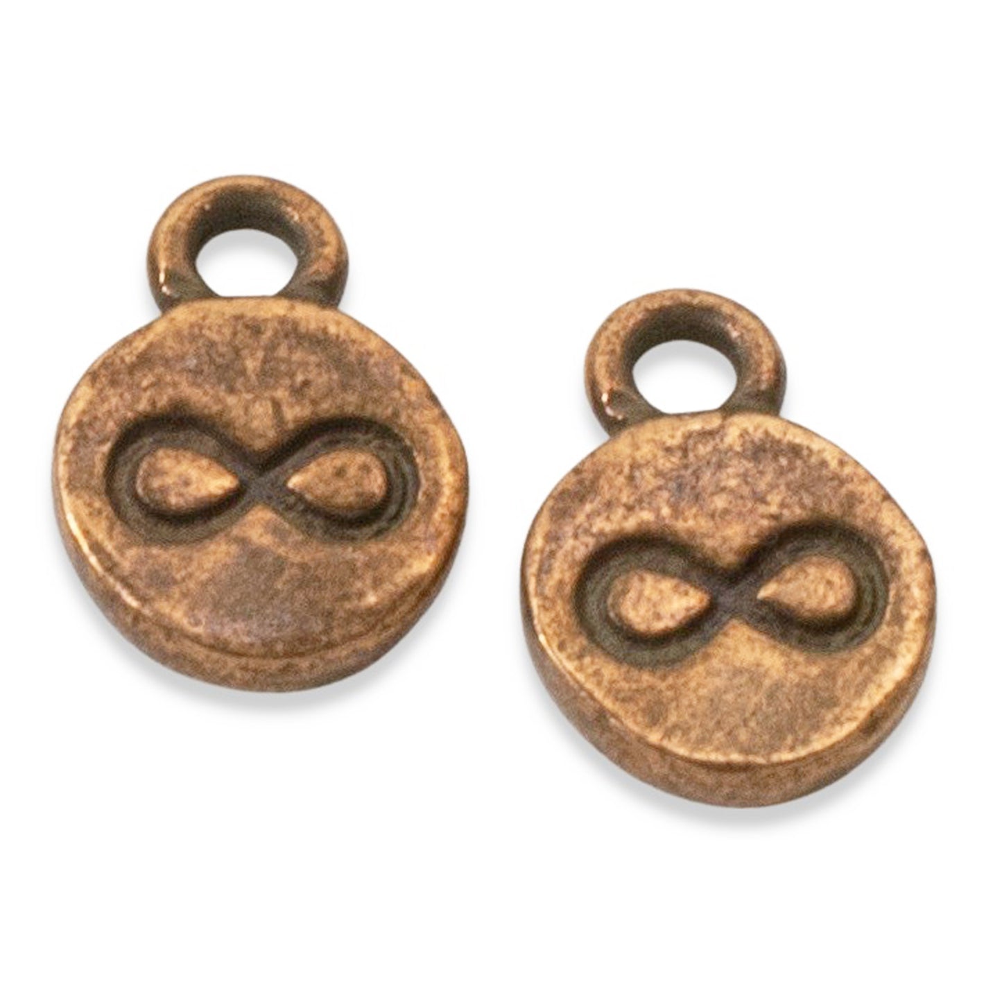 Copper Infinity Charms, 4-Pack Endless Possibilities Symbols, Rustic Design