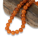 50 Orange 8mm Round Glass Crackle Beads, For Halloween & Fall Jewelry Making