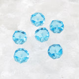 50 Firepolished Rondelle Beads - Transparent Aqua - 8mm Faceted Czech Spacers
