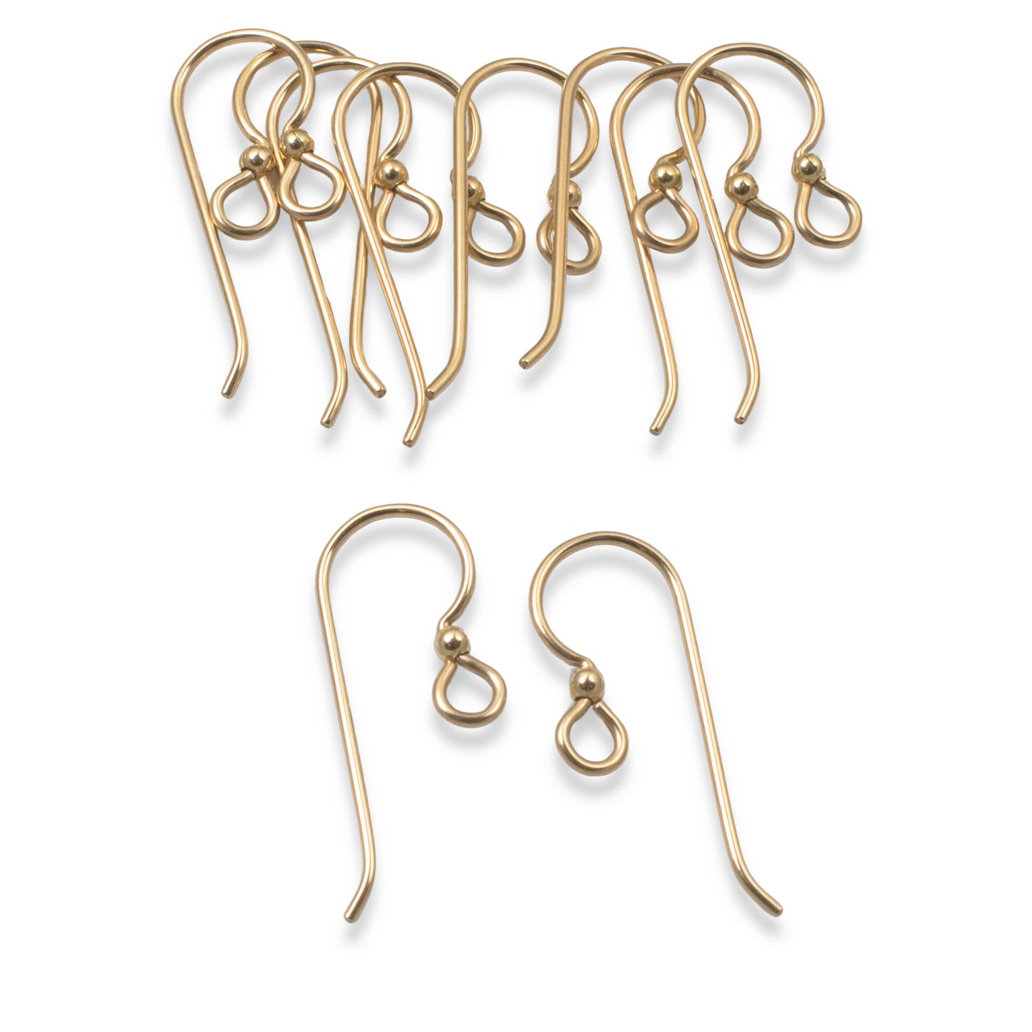 10 Premium Gold Filled Ear Wires + 2mm Accent Bead - 14/20 Gold Filled - USA Made