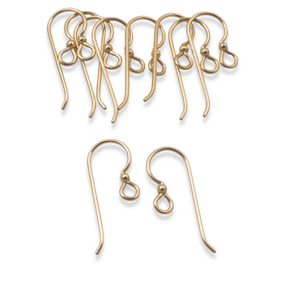 10 Premium Gold Filled Ear Wires + 2mm Accent Bead - 14/20 Gold Filled - USA Made