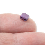 50 Pastel Bordeaux Tile Mini Beads, 5mm Purple Square 2-Hole Czech Glass Beads