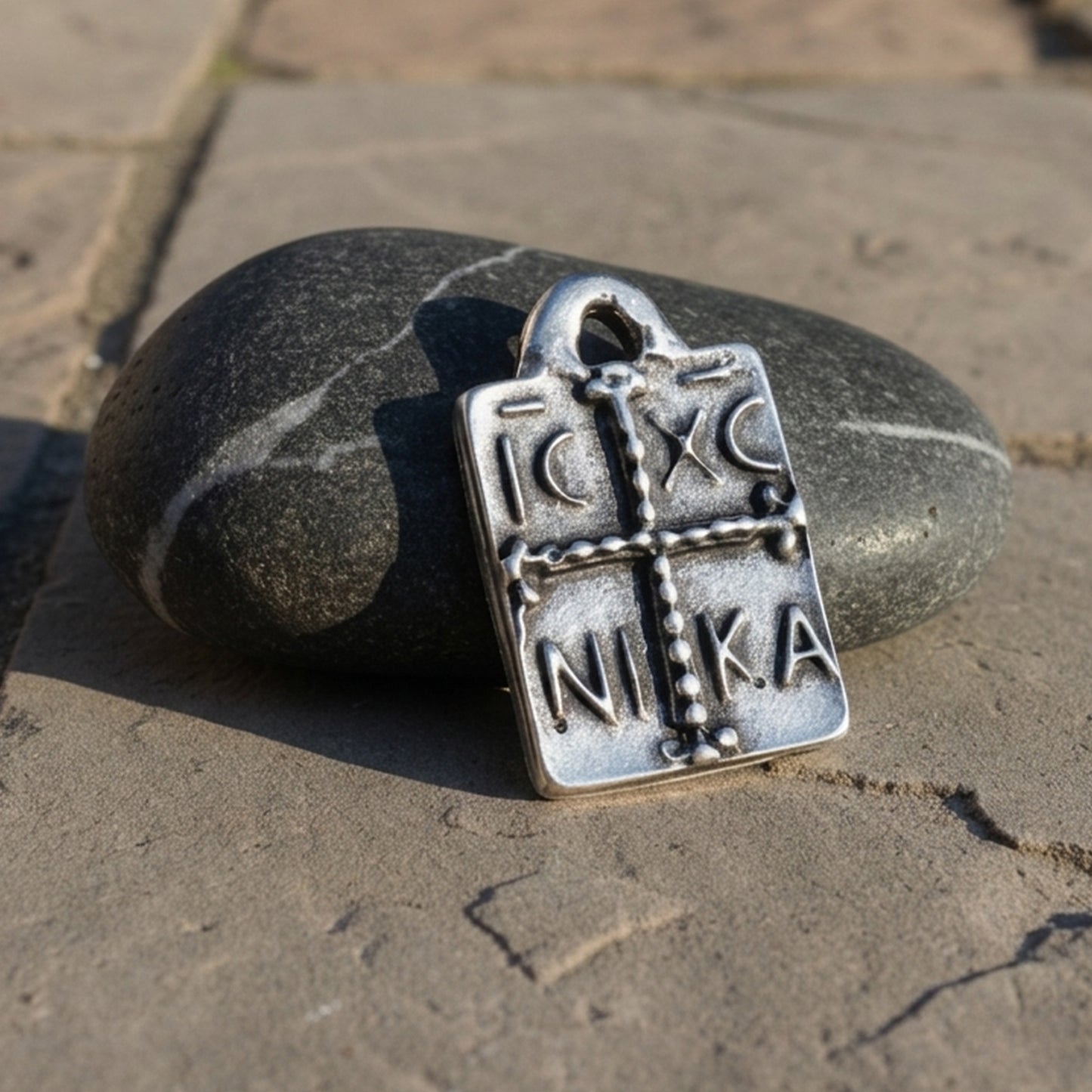 Byzantine Cross Pendant Silver Antique: IC XC Sacred Symbol Charm 2-Pack