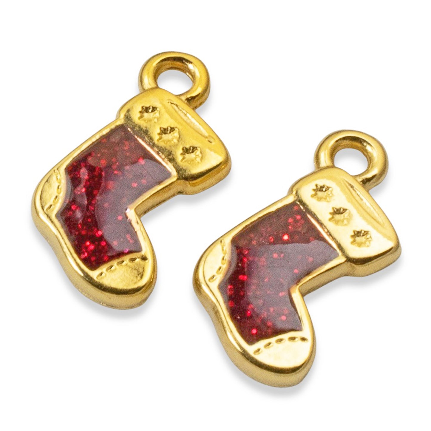 Gold Christmas Stocking Charms 2-Pack, Holiday Jewelry Making, Festive Earrings