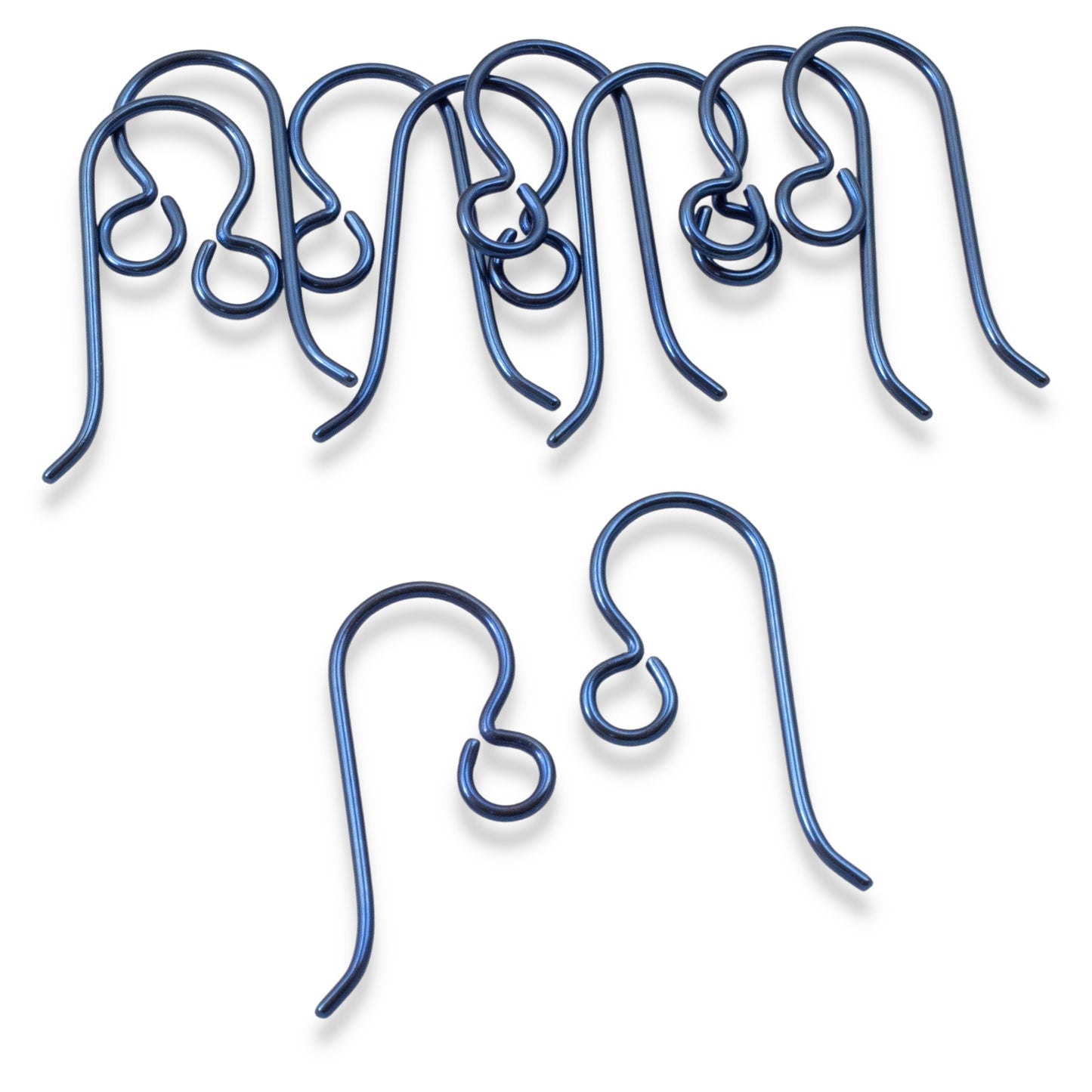 10 Premium Dark Blue Niobium Ear Wires - Hypoallergenic Earring Hooks - USA Made