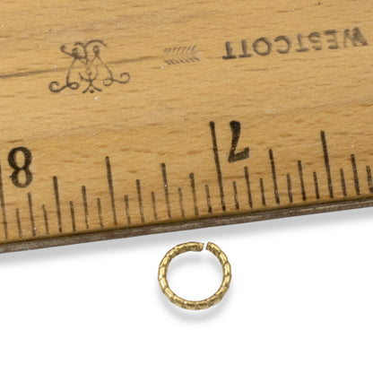 Circle Jump Rings Antique Gold Plated, 20-Pack 9mm Textured Findings