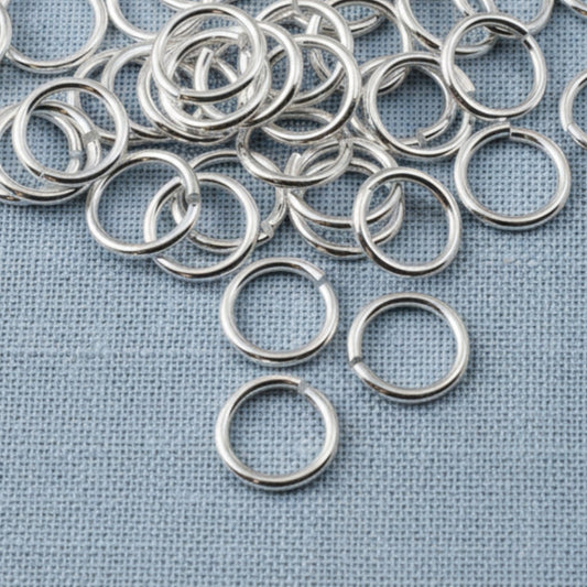 Lightweight Silver Jump Rings, Plated Brass, 8mm 18ga, 50-Pack