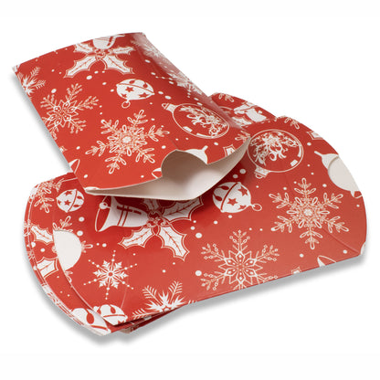 10 Red & White Christmas Kraft Pillow Boxes, Candy Gift Boxes, Stocking Stuffer