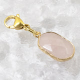 Elegant Rose Quartz Clip-on Charm - Faceted Pink Gemstone - Handbag Accessory