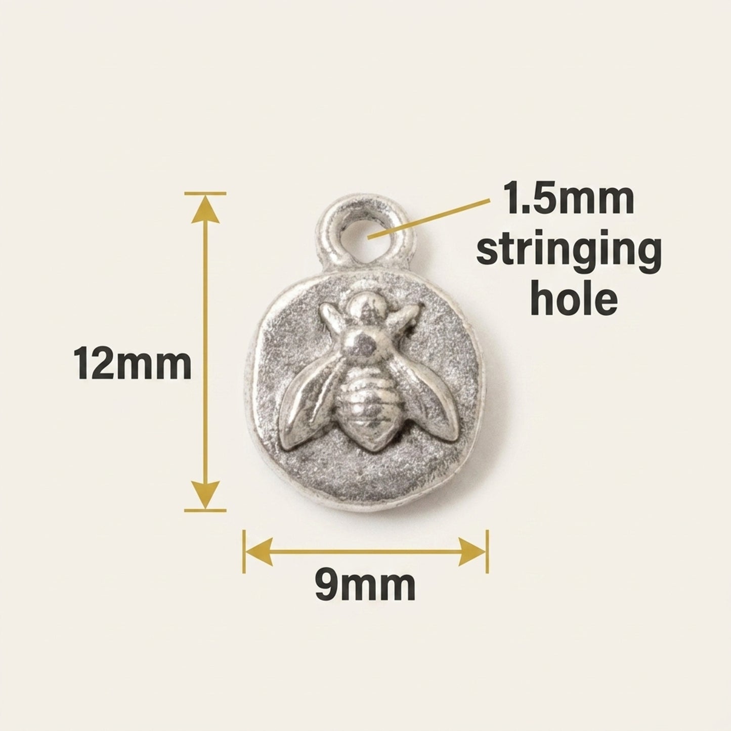 Silver Itsy Bee Charms, 4-Pack Nunn Design, Artisan Quality .999 Fine Silver Nature Jewelry, Pollinator Bee Lover Garden Charms