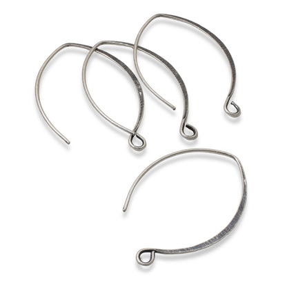 4-Pack V-Style Antique Silver Plated Ear Wires - 33mm Long - Nunn Design - USA Made