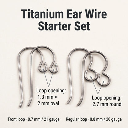 10 Pairs Titanium Ear Wire Starter Set, Hypoallergenic Earring Hooks for Sensitive Ears, Regular & Front Loop Variety