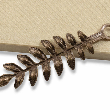 Fern Charms: Natural Brass Vintaj Stamping Botanical Earring Drop 4-Pack