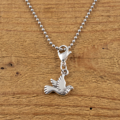 Silver Peace Dove Clip-On Charm, Zipper Pull, Purse Journal Bag Accessory, Christmas Gift, Meaningful Symbol, Stocking Stuffer