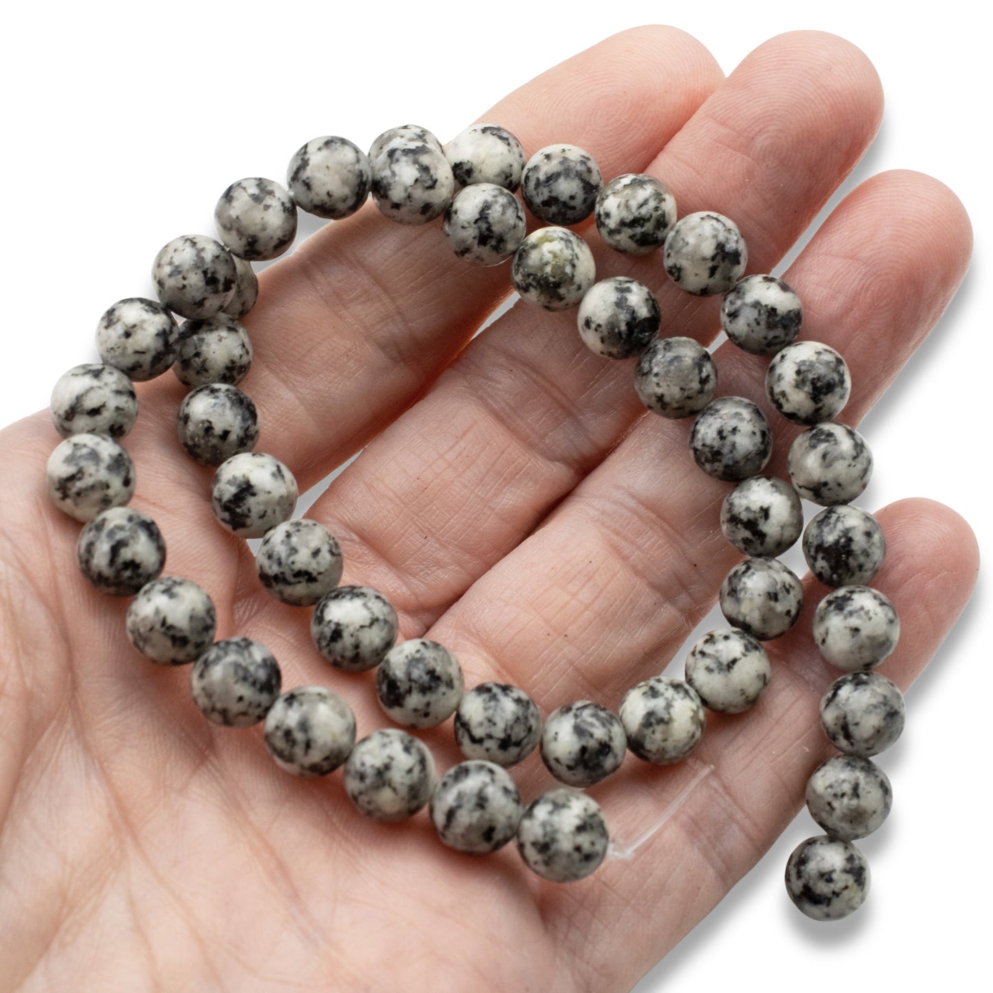 Brindle Agate Beads 8mm: Natural Gray Black Stone, Round Gemstone, 15" Strand
