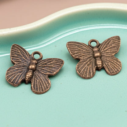 Antique Copper Butterfly Charms, 2-Pack Animal Lover Nature Jewelry, USA Made