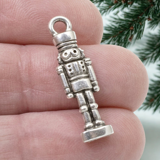 Silver Nutcracker Christmas Charms, 4-Pack TierraCast Holiday Ballet Jewelry Making Supplies