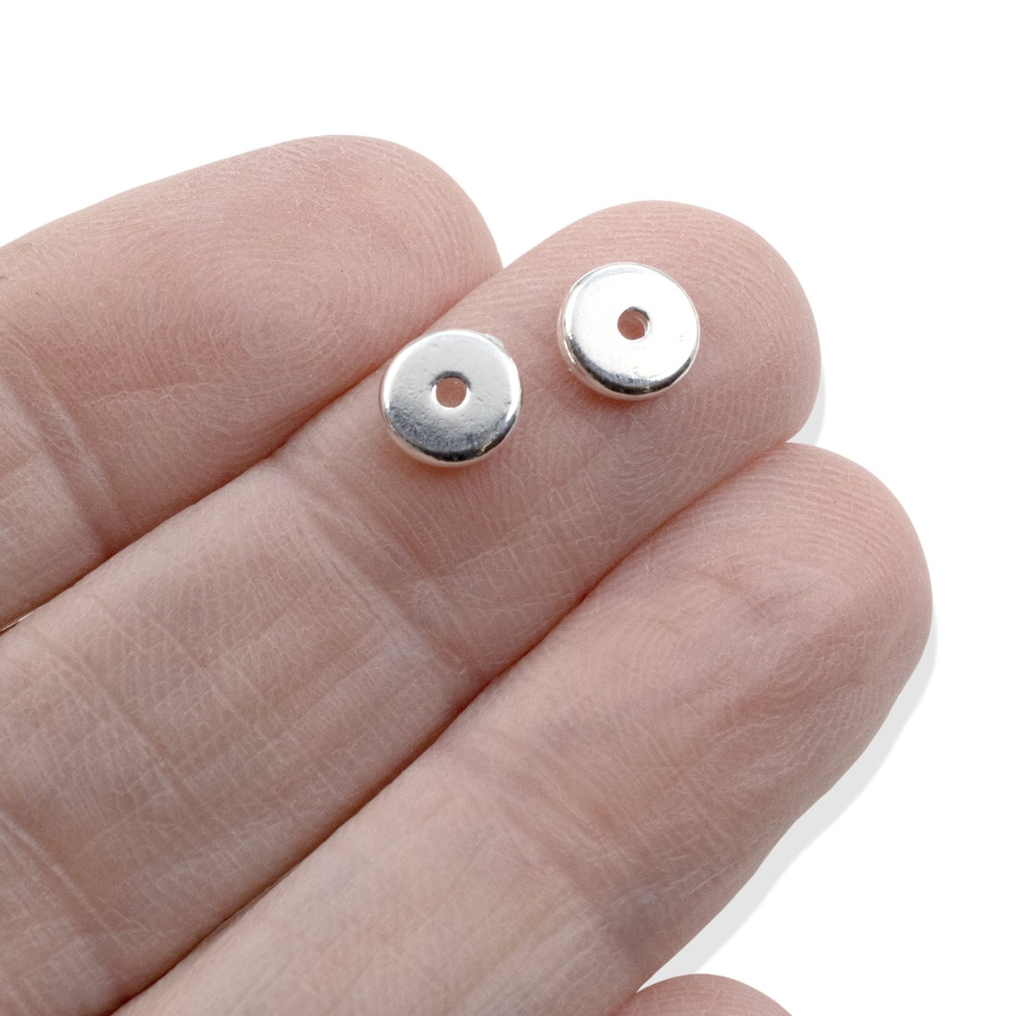 Silver 7mm Disk Spacer Beads: 25-Pack, Contemporary Heishi Modern Jewelry Design