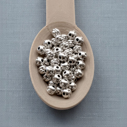50 Silver Beaded 3mm Round Seed Beads, Tiny Accent Beads for Elegant Jewelry