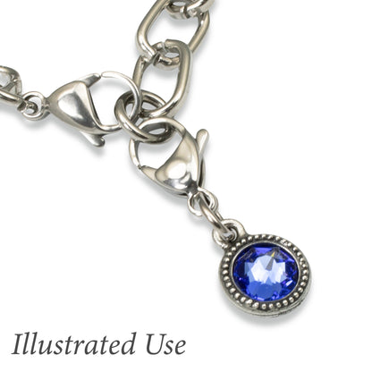 September Birthstone Clip-On Charm, Sapphire Crystal with Clip-On Design and Lobster Clasp, Unique Present for Birthday, Small Gift