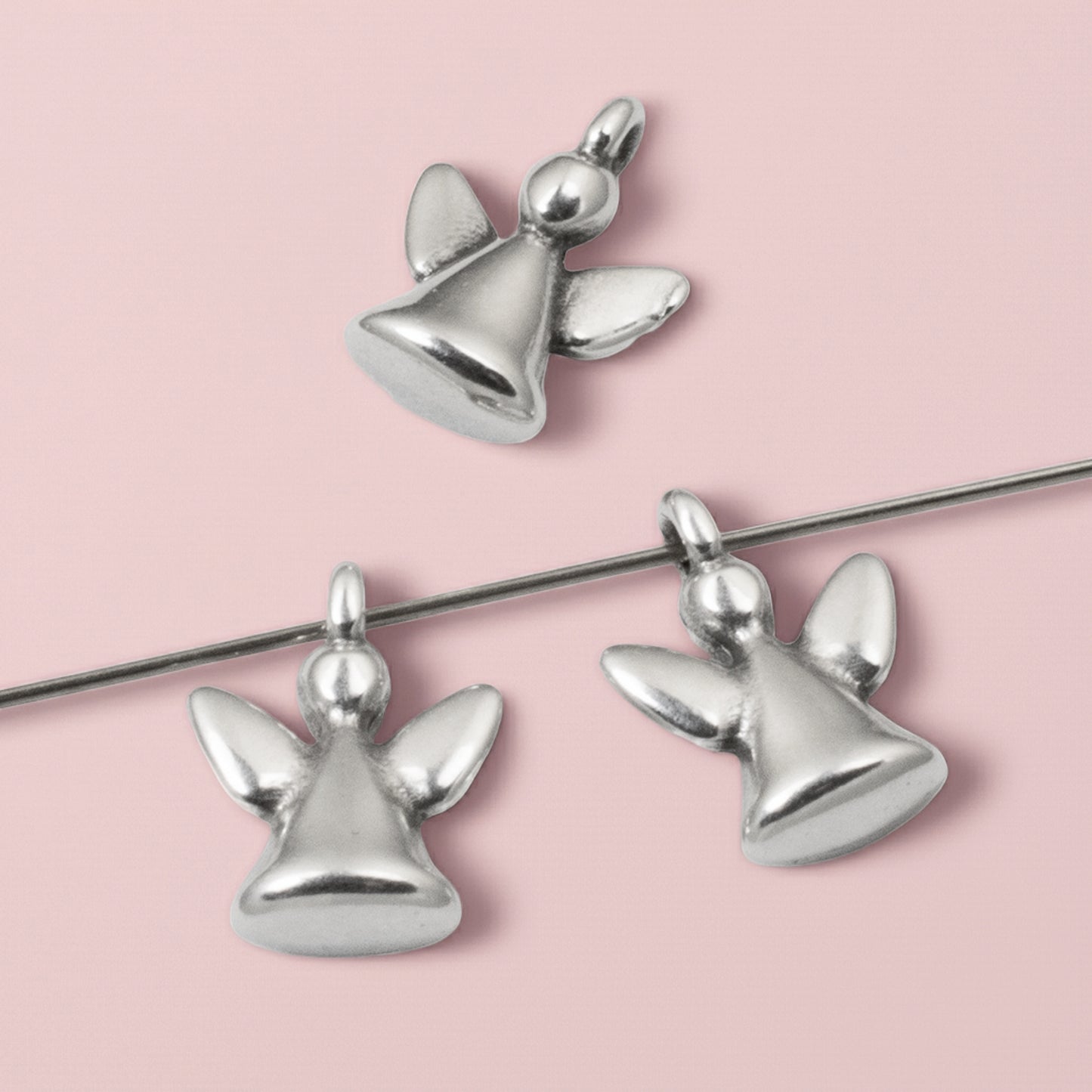 Silver Mini Angel Charms, 10-Pack Guardian Angel Pendants, Memorial Jewelry Gift