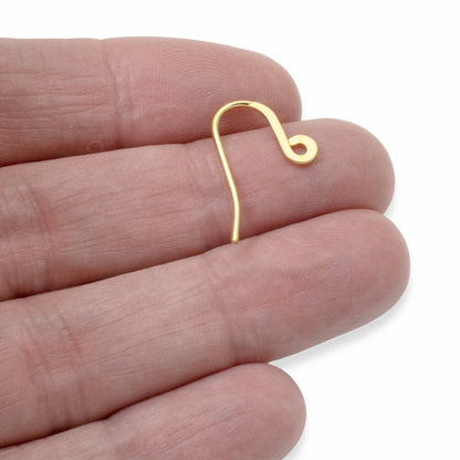 50-Pack Stainless Steel Ear Wires - Gold Modern Earring Hooks with Closed Loop