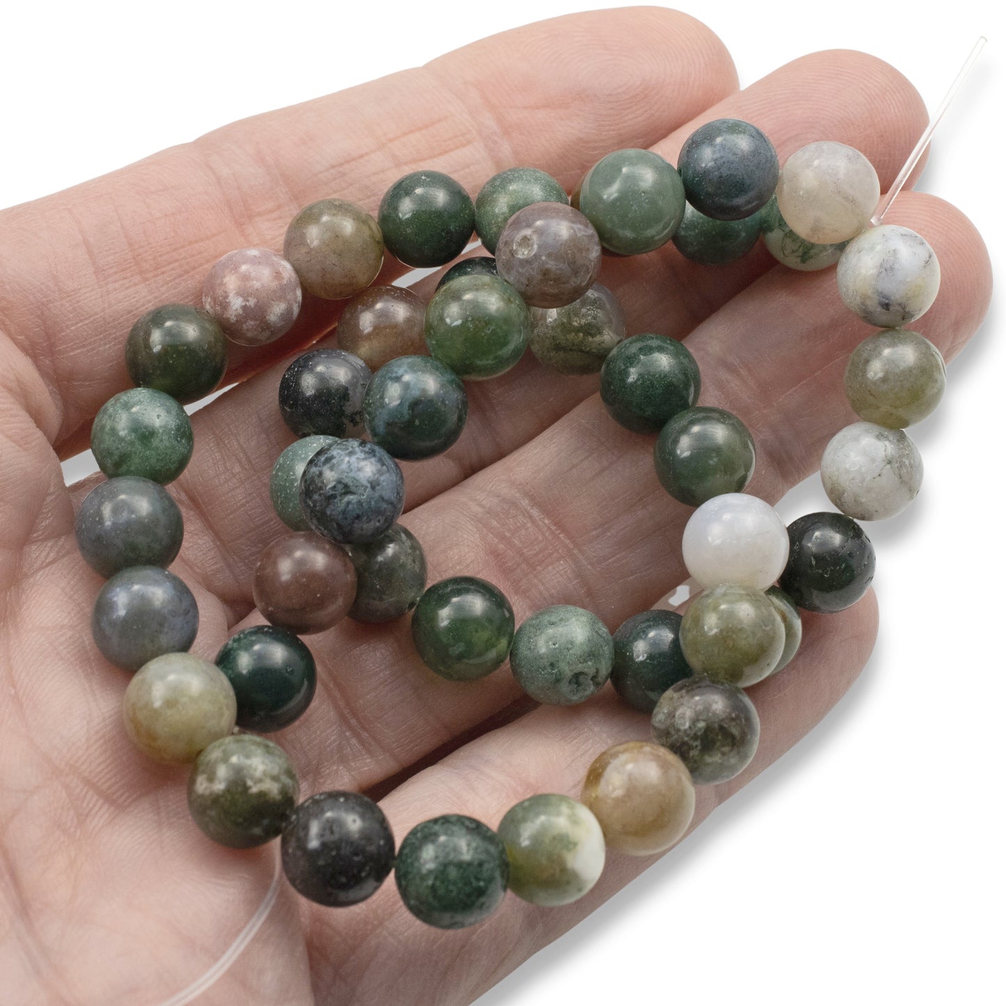 India Agate Beads: 8mm Multicolor Round Gemstone, 15" Strand Jewelry Making