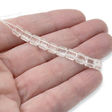 50 Square Tile Beads - Crystal Clear - 6mm 2-Hole Czech Glass for DIY Bracelets