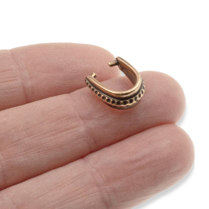 Antique Copper Hammered Pinch Bails, 4-Pack Rustic Pendant Holders Earthy Tone