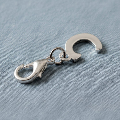 Silver Letter C Charm, Initial Alphabet Clip-On, Personalized Jewelry, Custom Initial Charm