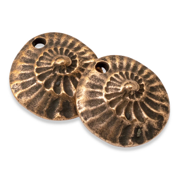 2 Copper Fossil Charms - Nunn Design - Geology & Nature Enthusiasts DIY Jewelry