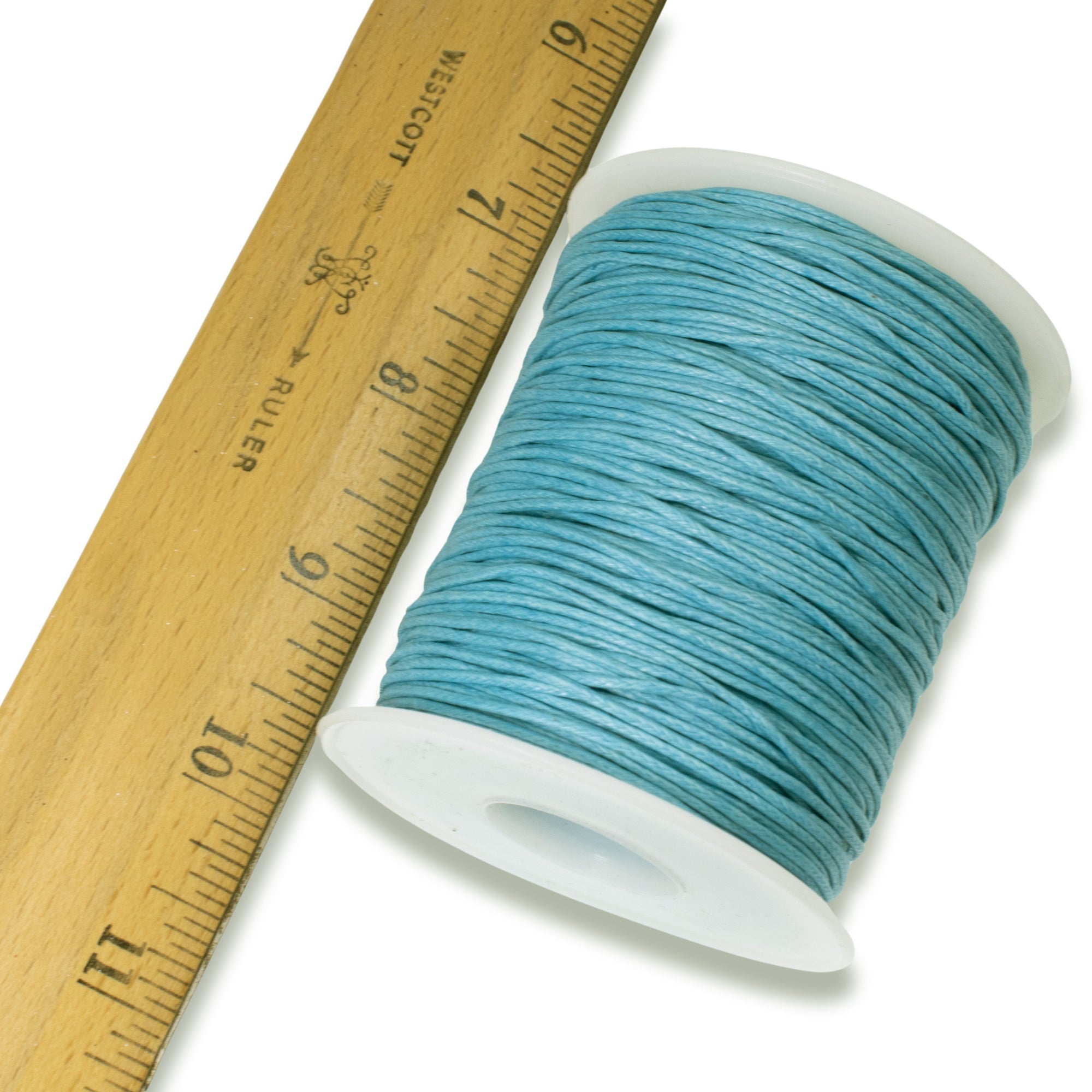 Cord, waxed cotton, turquoise blue, 2mm, 50+ pound test. Sold per 25-meter  spool. - Fire Mountain Gems and Beads