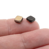50 Frosted Jet Black Capri Square Tile Beads, 6mm 2-Hole Czech Glass Bead Set