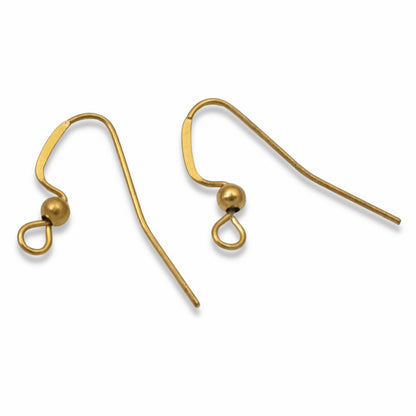 20 Gold-Plated Stainless Steel Ear Wires + 3mm Accent Bead - Long Earring Hooks