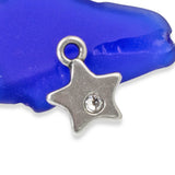 4 Star Charms + Crystal, TierraCast Small Silver Pewter Celestial Pendants