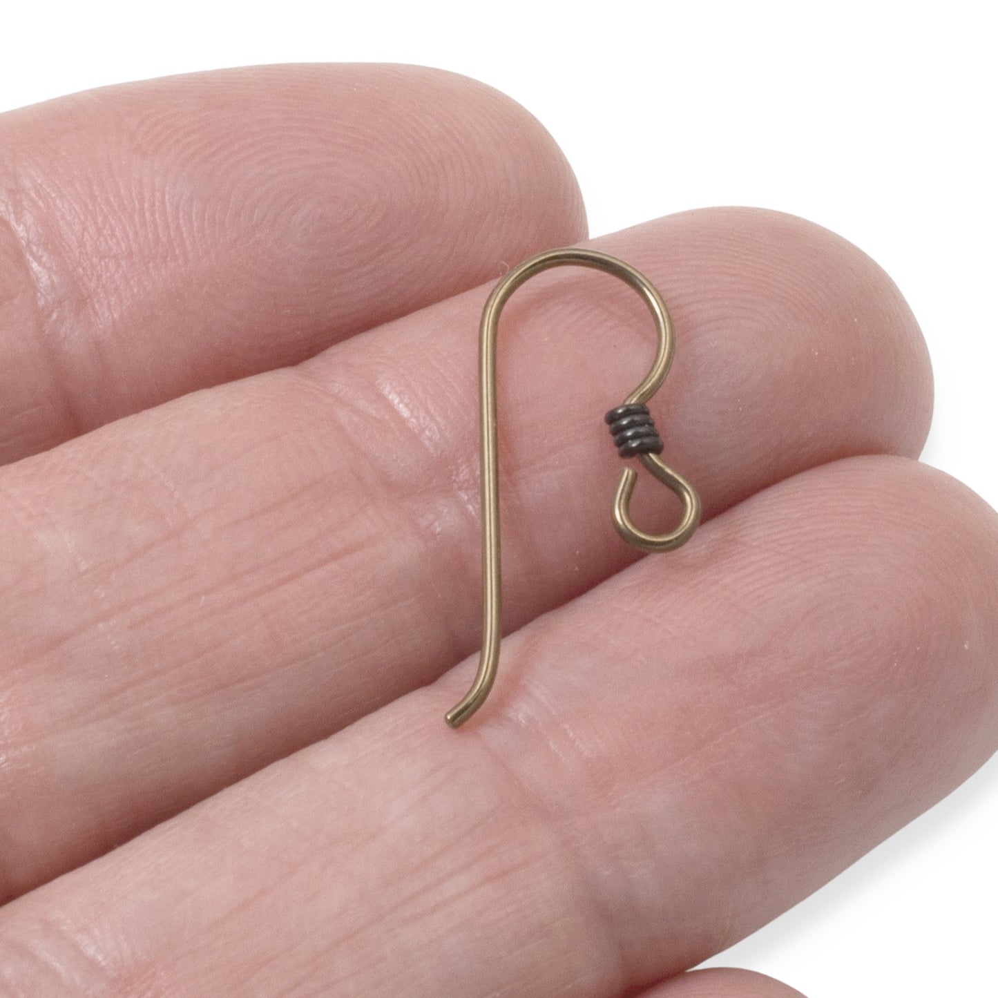 10 Antique Brass Niobium Ear Wires + Black Coil Accent - Hypoallergenic Hooks