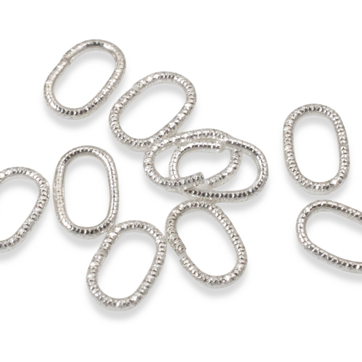Oval Jump Rings Sterling Silver Plated, 10-Pack Nunn Design Textured Findings
