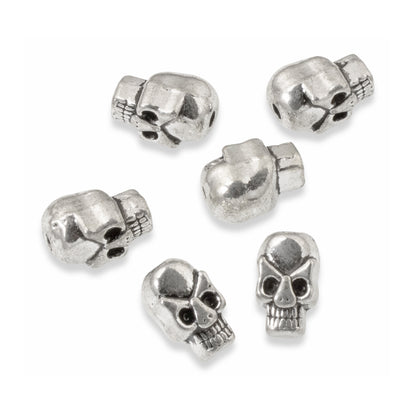 20 Silver Mini Skull Beads - Metal Beads for Halloween and Goth Jewelry Making