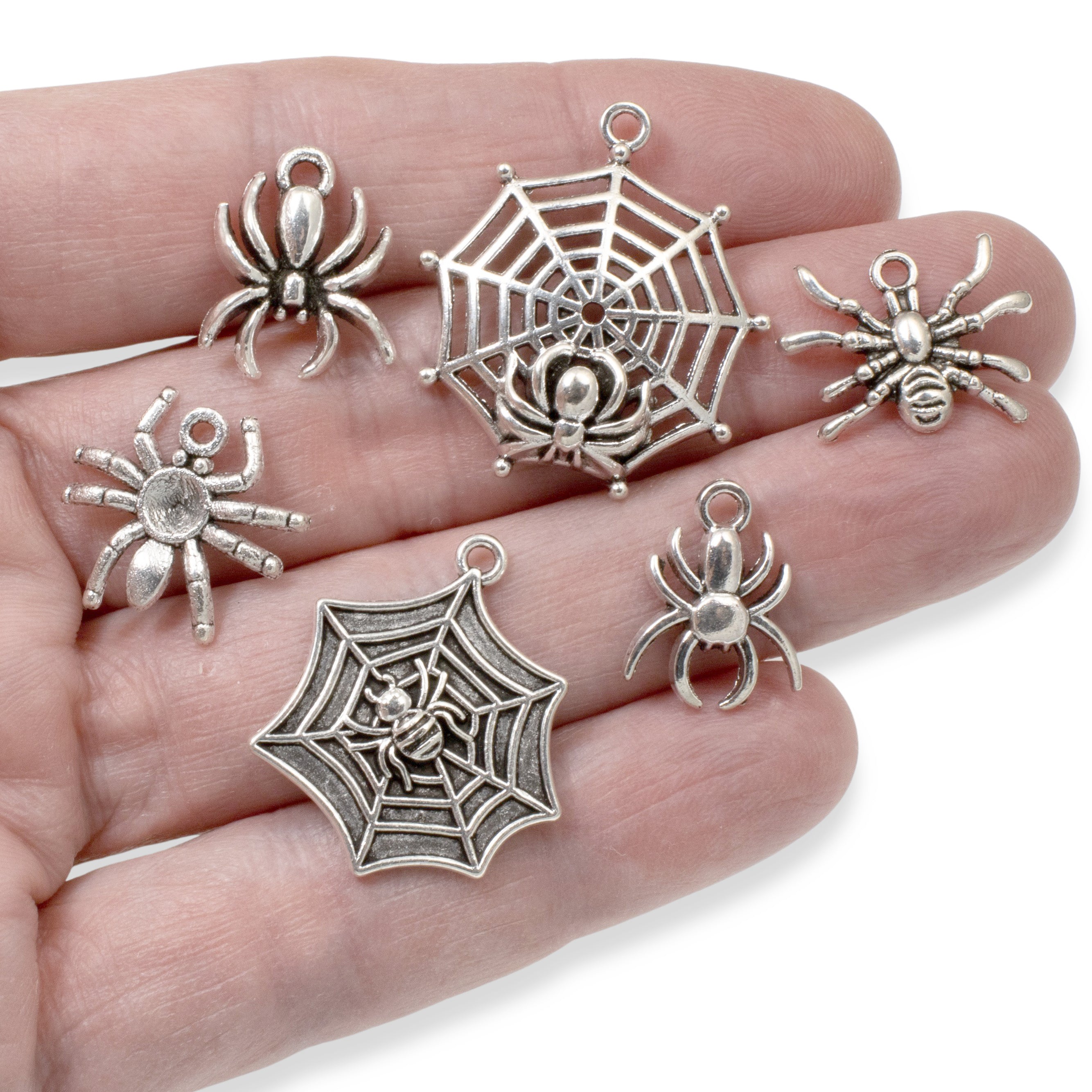 AVBeads Clip-On Charms Spider Charm Antique Silver Metal Pagan Charm Clip