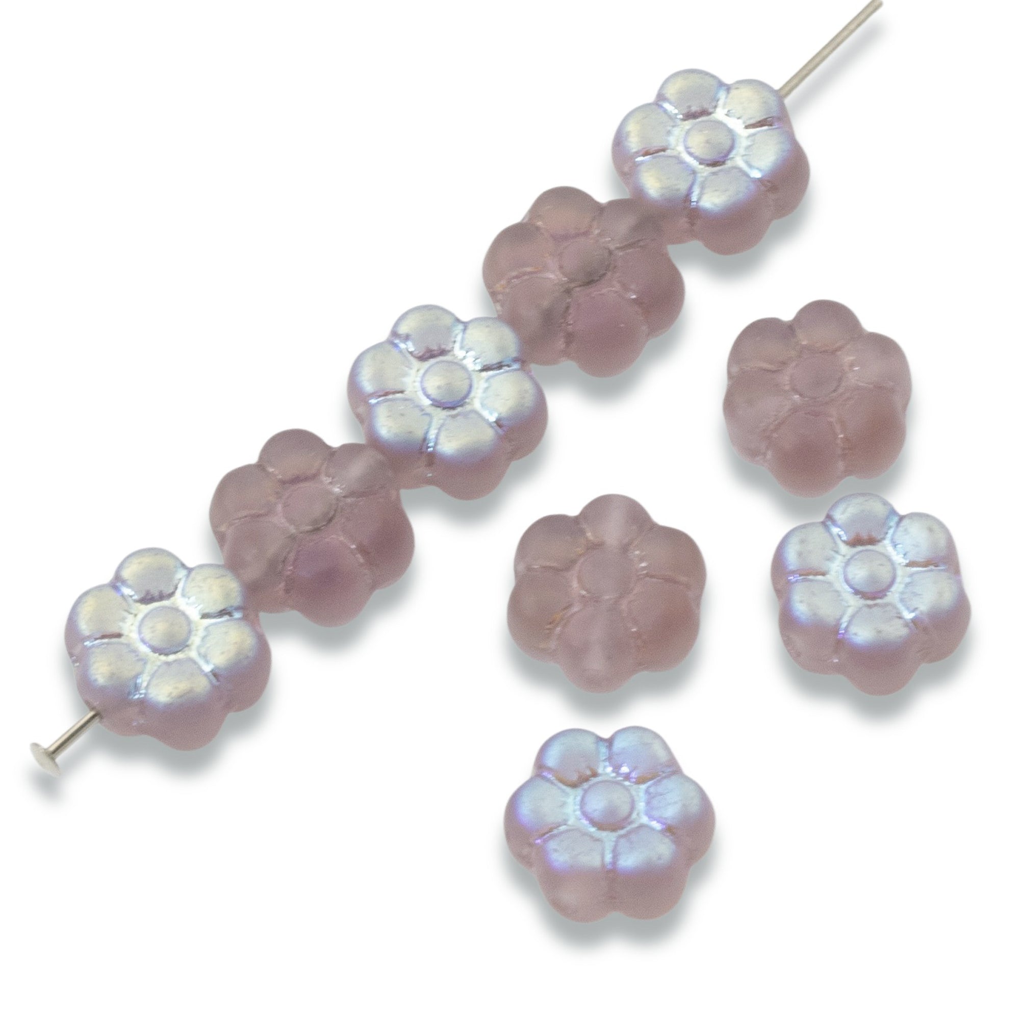 Czech Glass 2-Hole Bell Flower Beads Cool Ombre Collection 9mm