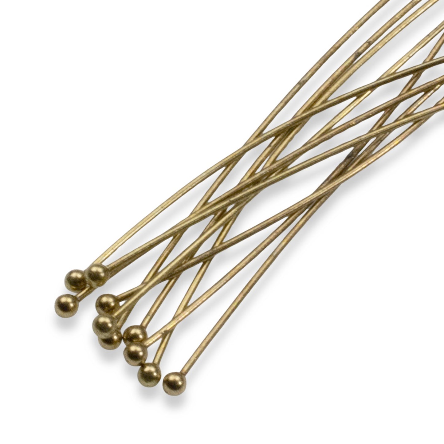 Antique Brass 2" Ball Head Pins, 20-Pack Vintage Brass Jewelry Making Supplies