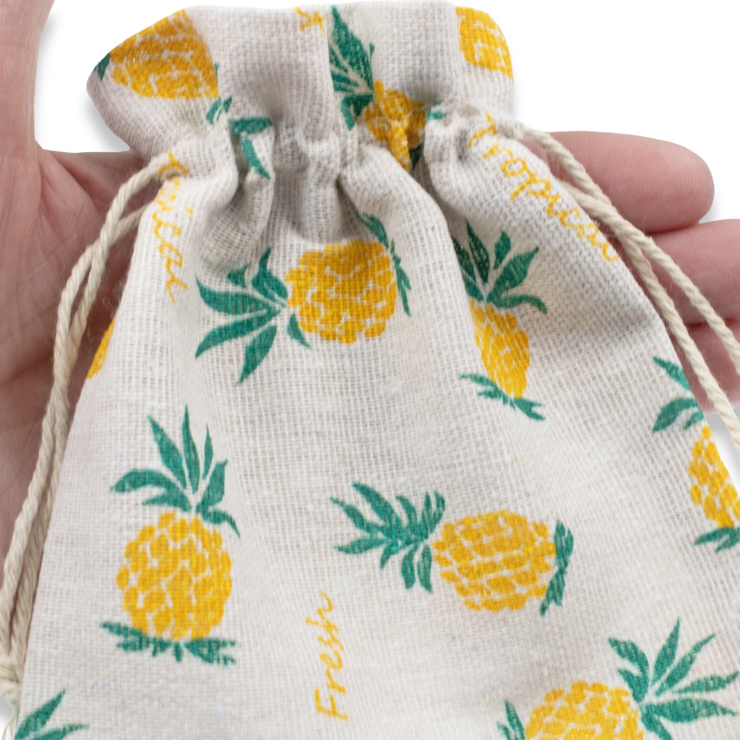 Pineapple Drawstring Bags, 5-Pack Tropical Party Favor Gift Candy Pouch 5"x7"