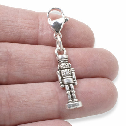 Silver Nutcracker Clip-On Bag Charm - Christmas or Ballet Lover's Accessory