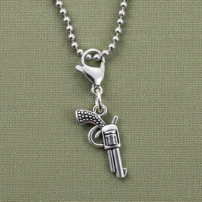 Gun Clip On Charm: Silver Six Shooter Revolver Purse Keychain Western