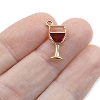 Wine Glass Charm Pendants 10Pcs: Enamel Metal Jewelry Making, DIY Cocktail Gift