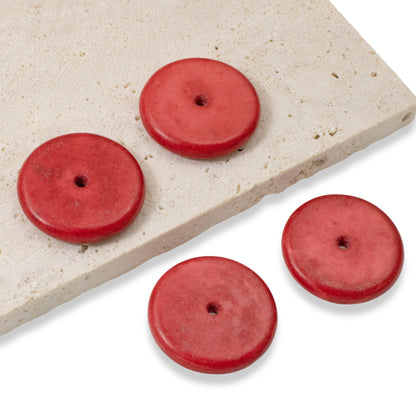 25-Pack 20mm Red Magnesite Beads - Stone Heishi Disk Spacer - DIY Crafts