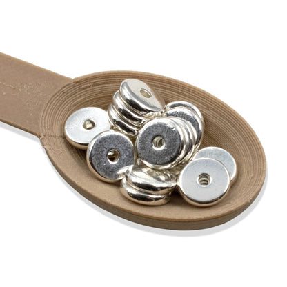 Silver 7mm Disk Spacer Beads: 25-Pack, Contemporary Heishi Modern Jewelry Design